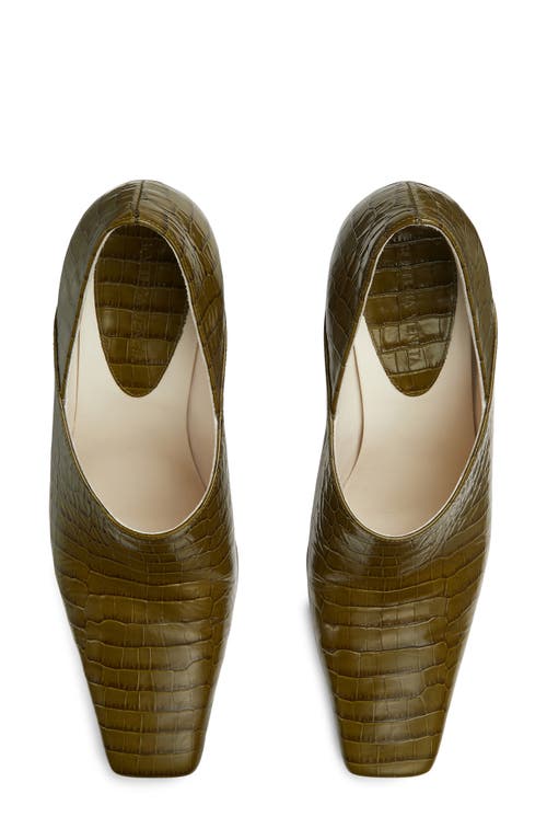 Shop Bottega Veneta Lewis Square Toe Pump In 3310 Olive Oil