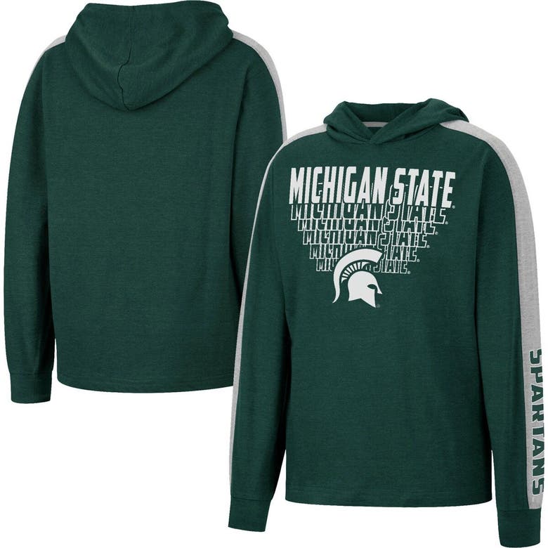 Colosseum Kids' Youth  Heathered Green Michigan State Spartans Wind Changes Raglan Hoodie T-shirt In Heather Green