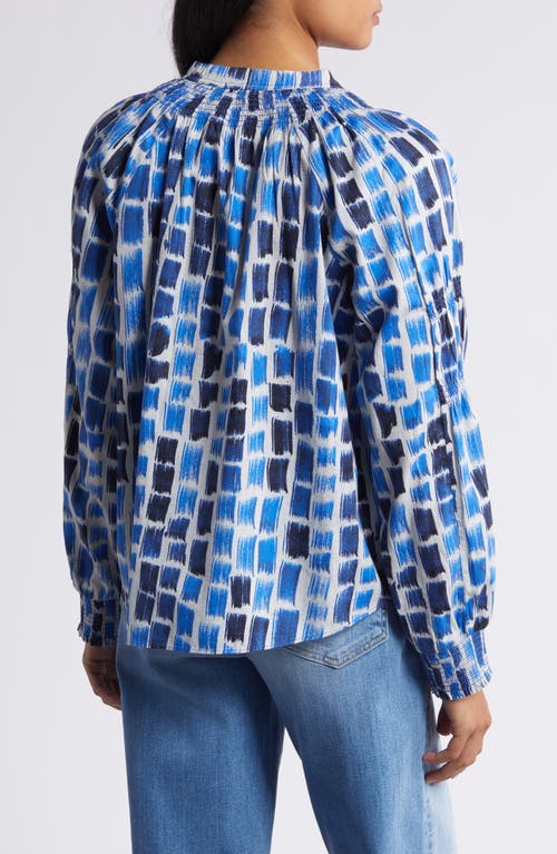 Nic + Zoe Brushstrokes Print Pullover Top In Blue Multi