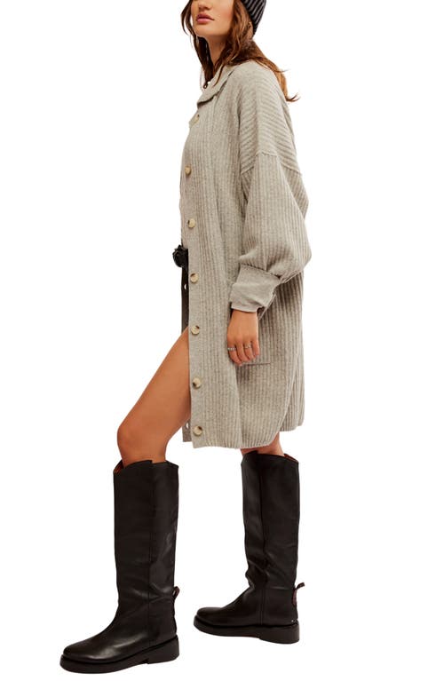Free People Emmy Collar Rib Cardigan In Sandstorm Heather