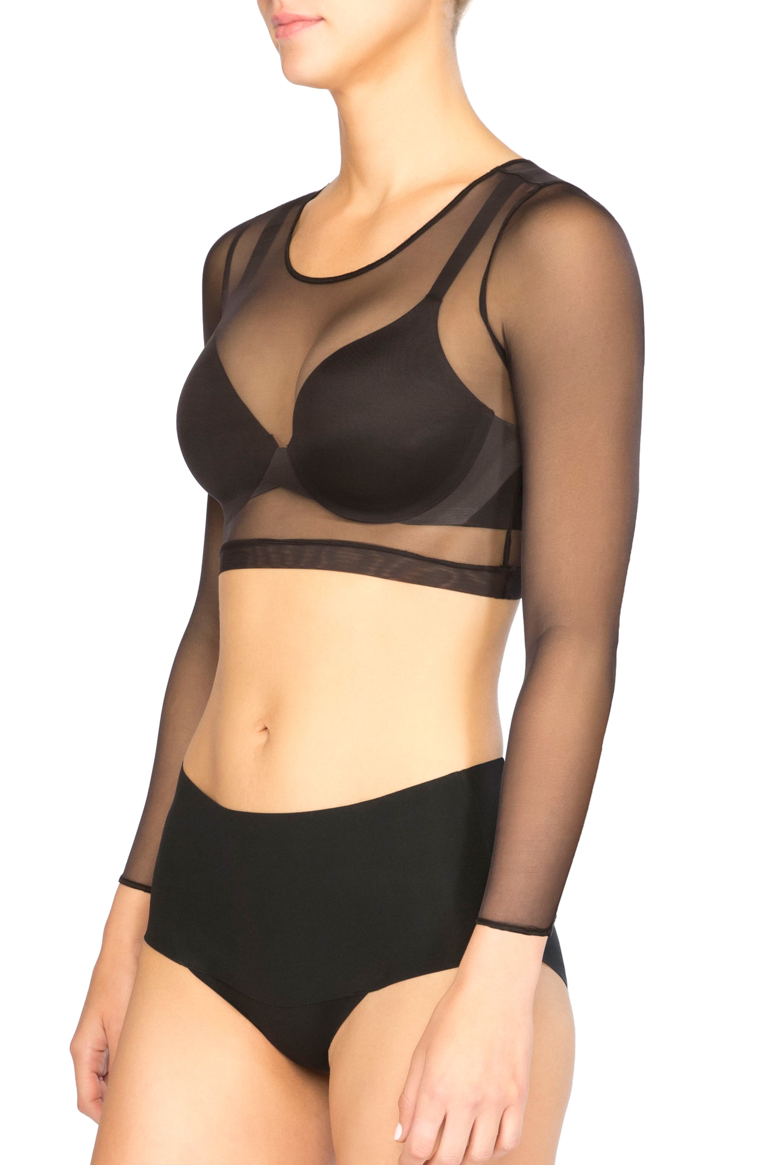 spanx sheer fashion long sleeve crop top