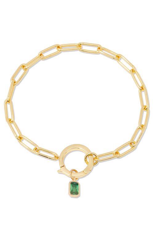 Colette Birthstone Paper Clip Chain Bracelet in Gold - May