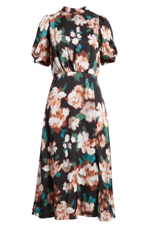 Shop Julia Jordan Floral Print Mock Neck Dress In Black Multi