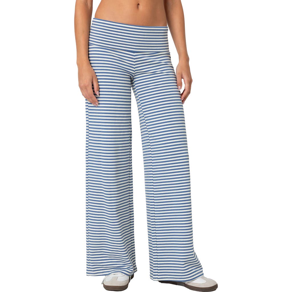 Edikted Lilah Stripe Foldover Pants In Multi