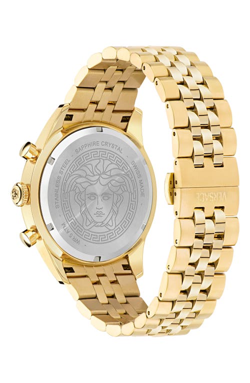 Versace Men's Swiss Chronograph Gold Ion Plated Stainless Steel Bracelet Watch 44mm In Ip Yellow Gold