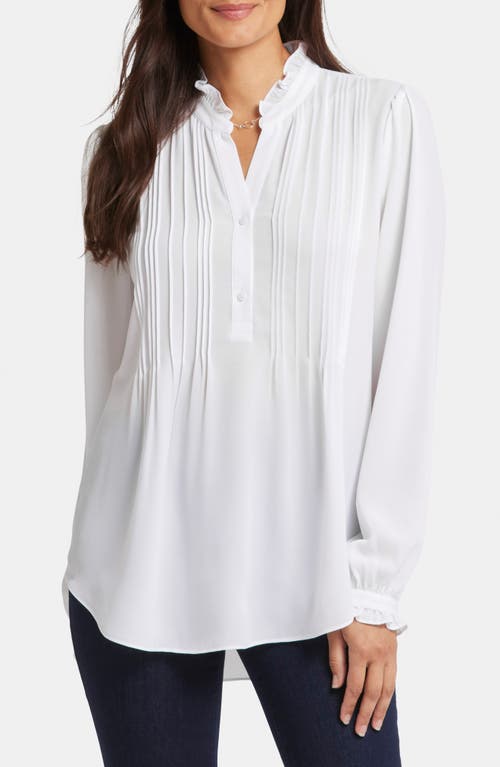 Shop Nydj Pleated Yoke Long Sleeve Peasant Blouse In Optic White