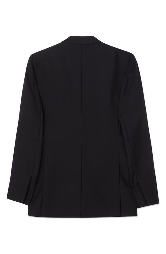 Shop Blk Dnm Solid Wool Double Breasted Blazer In Black Wool Mohair