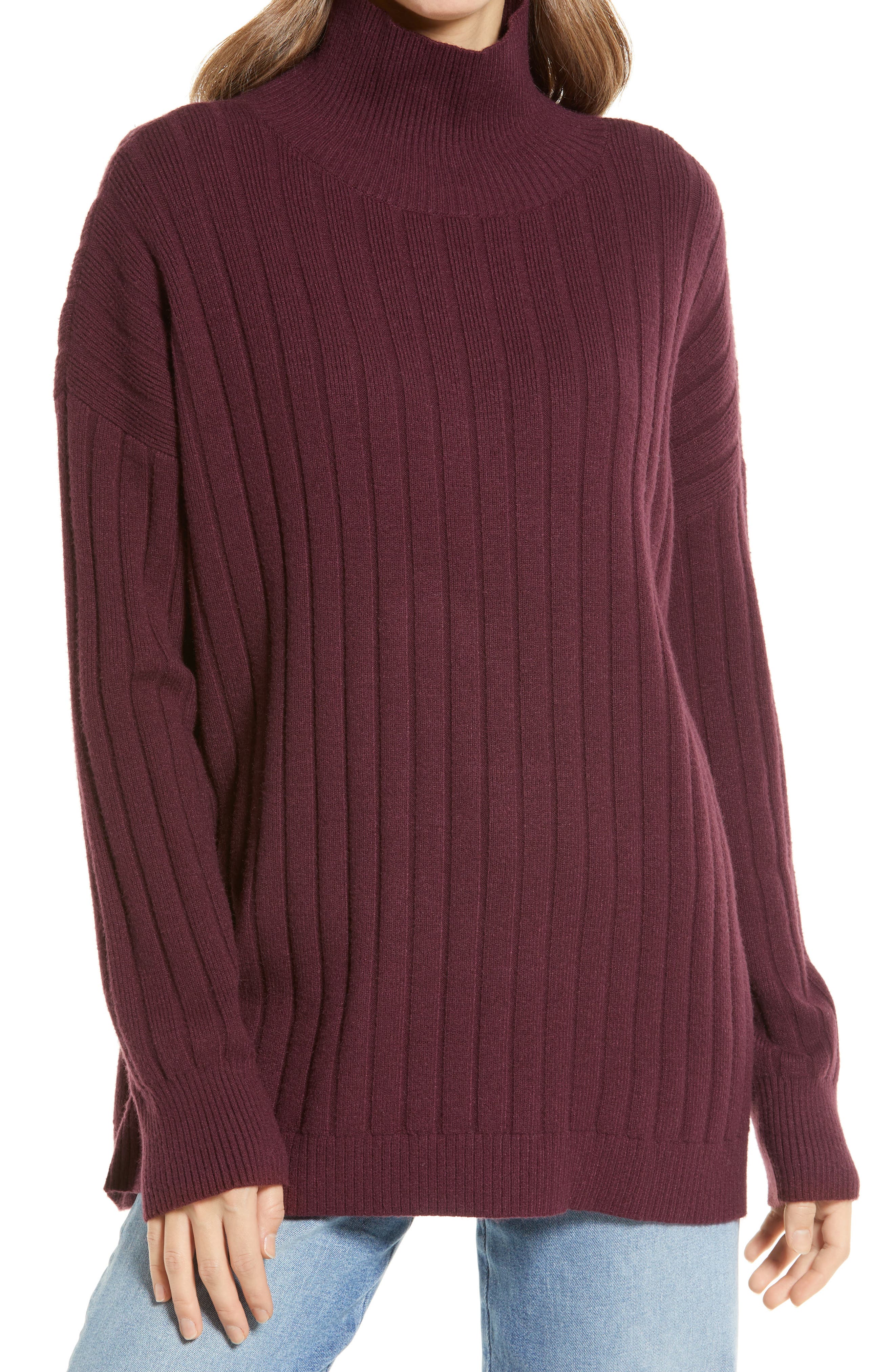 maroon turtleneck