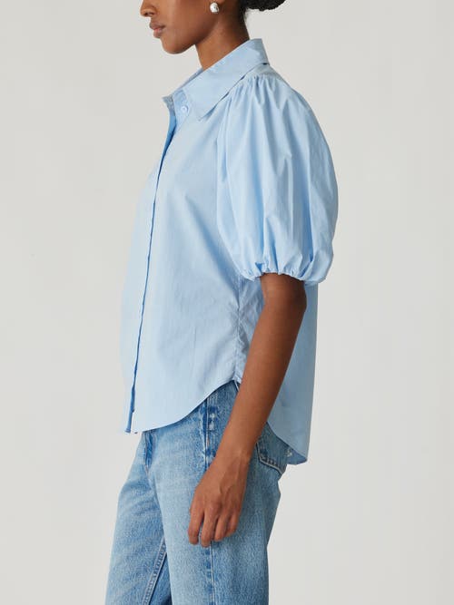 Shop Rebecca Taylor Puff Sleeve Button Down Shirt In French Blue