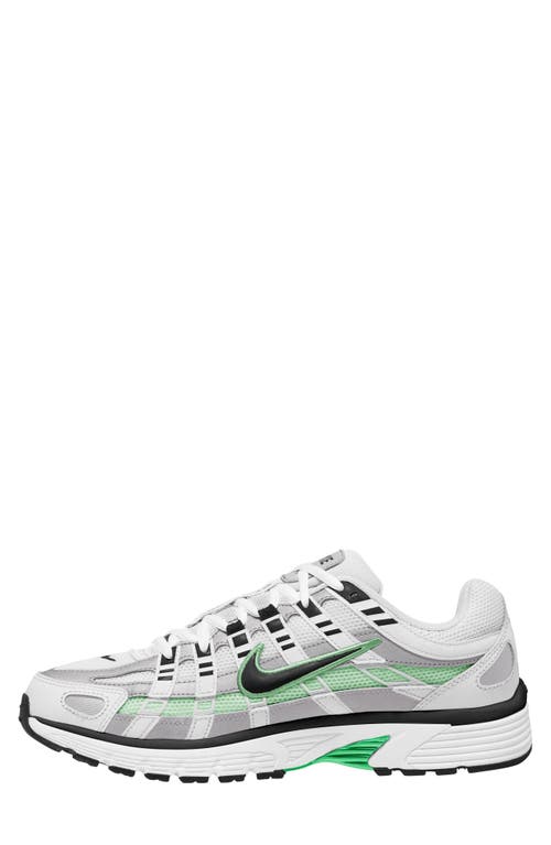 Nike White & Green P-6000 Sneakers In White/black/silver