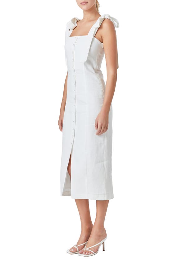 Shop Endless Rose Tie Strap Linen Sundress In Cream