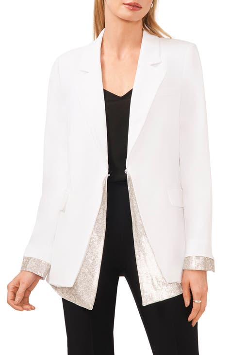 Slim-fit tweed jacket white - Women