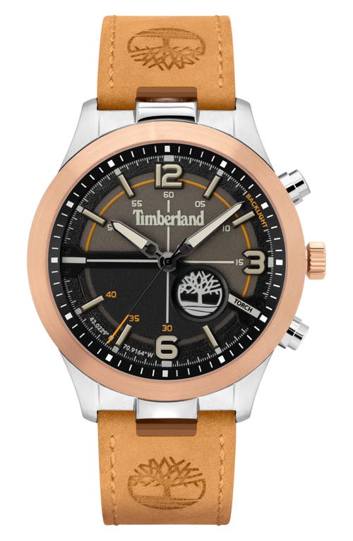 Timberland Sullivan Leather Strap Watch, 44mm in Wheat at Nordstrom