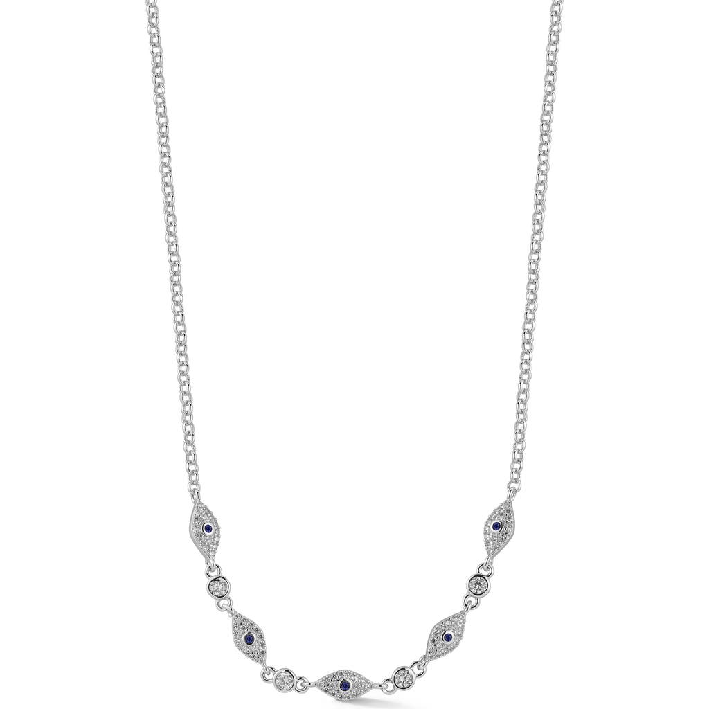 Chloe & Madison Chloe And Madison Cubic Zirconia Evil Eye Necklace In Silver