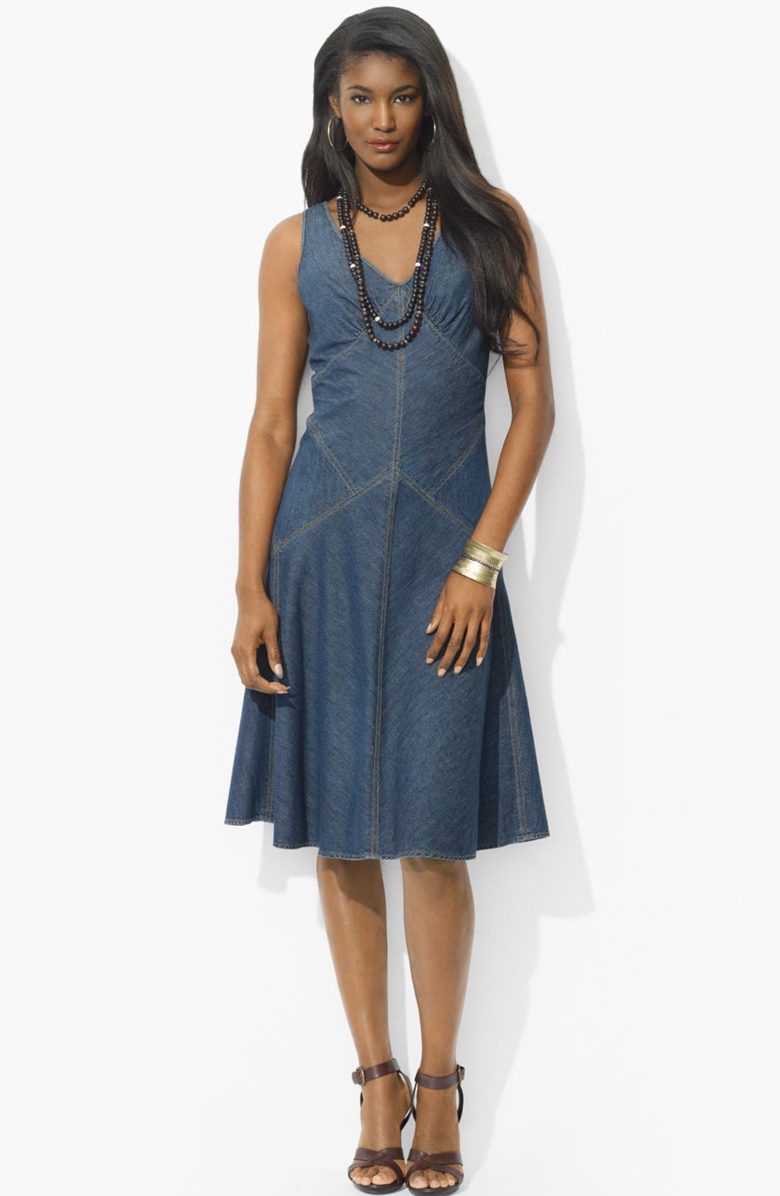 Lauren Ralph Lauren VNeck Denim Dress Nordstrom