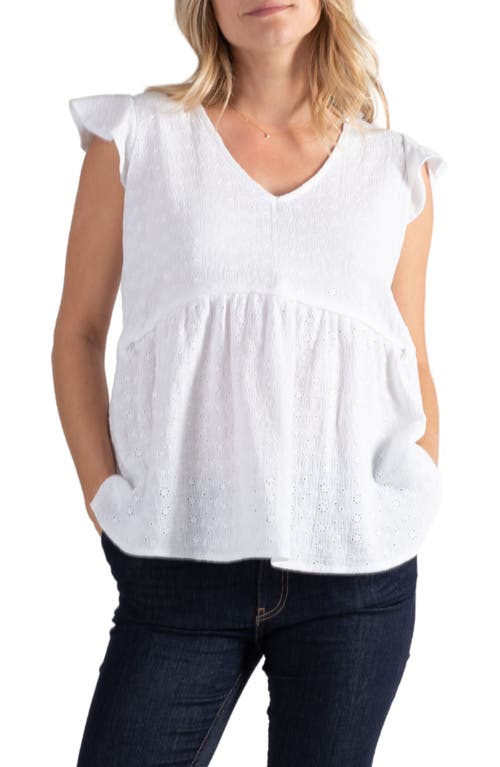 Suzanne Maternity/Nursing Top in White Embroidered