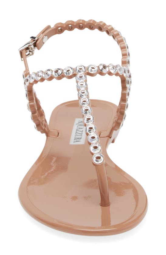Aquazzura T-strap Pink Sandals With Circular Embellishments In Pink Nude