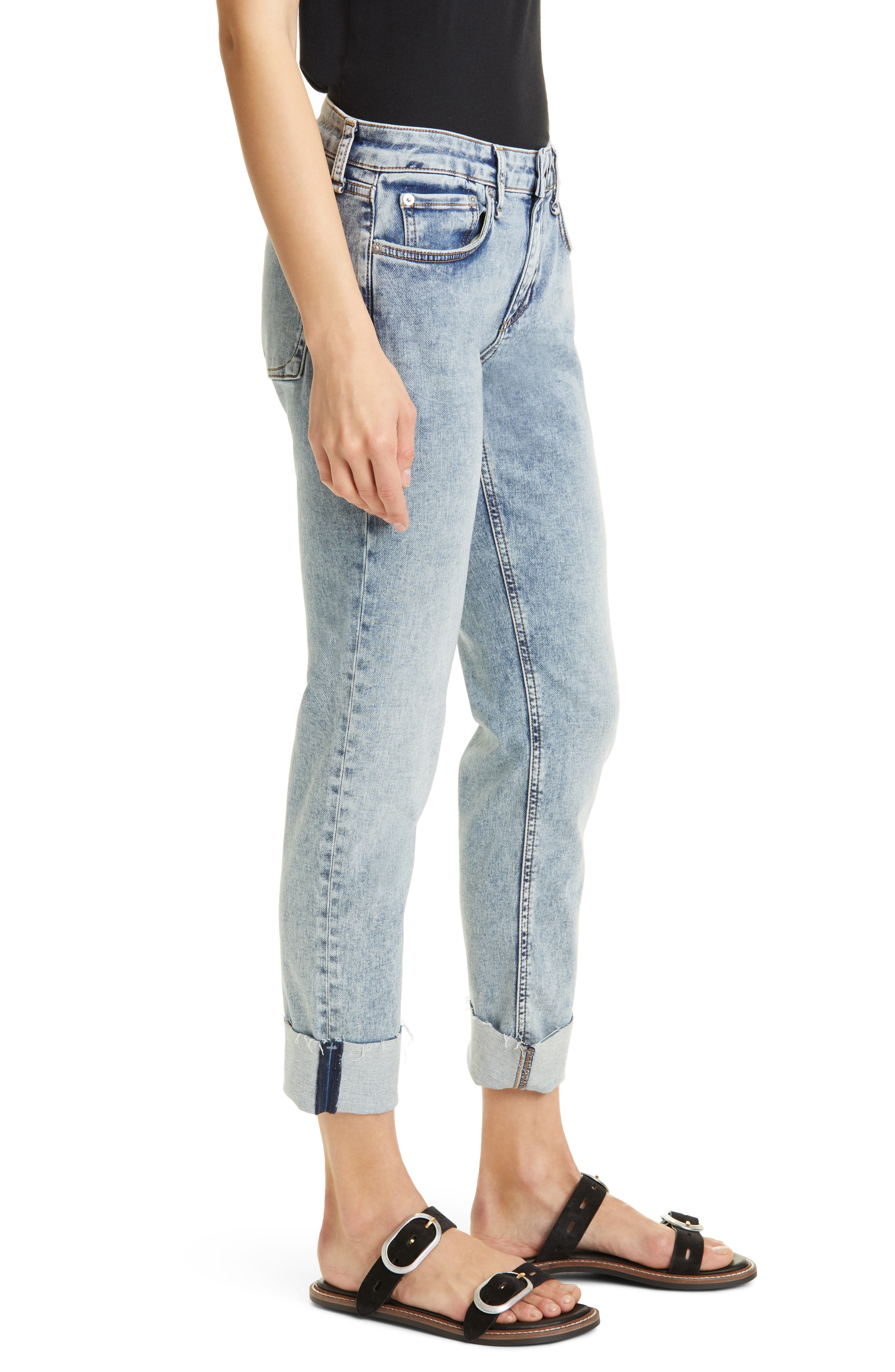 fitted straight leg jeans