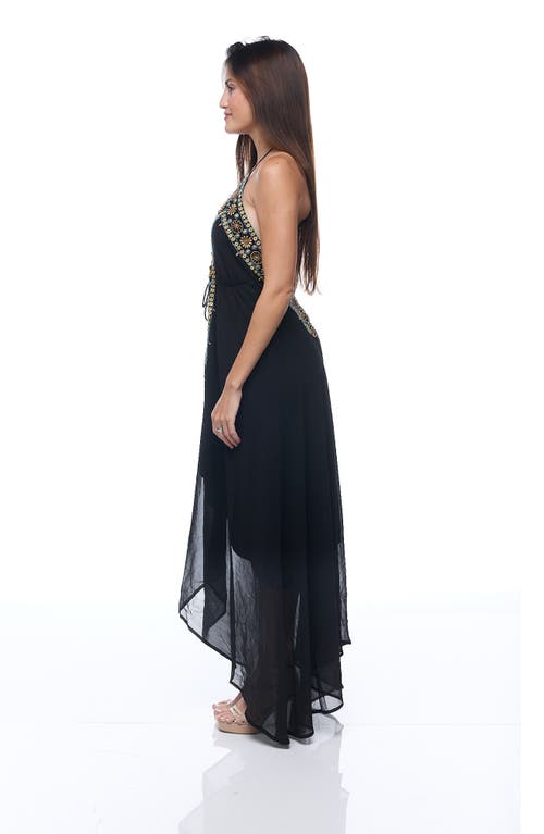 Ranee's Ranees Embellished Halter Cover-up Dress In Black