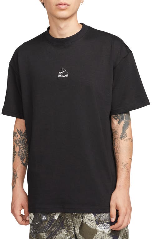 Nike All Conditions Gear Lung Embroidered T-shirt In Black/light Smoke Grey/white