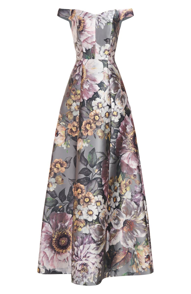 Kay Unger Garland Floral Print Off the Shoulder Gown | Nordstrom