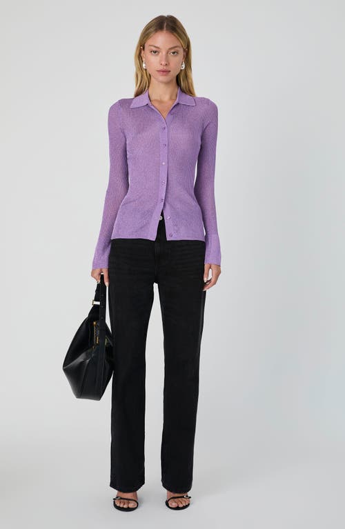 Shop French Connection Metallic Collared Cardigan In 50-lavender