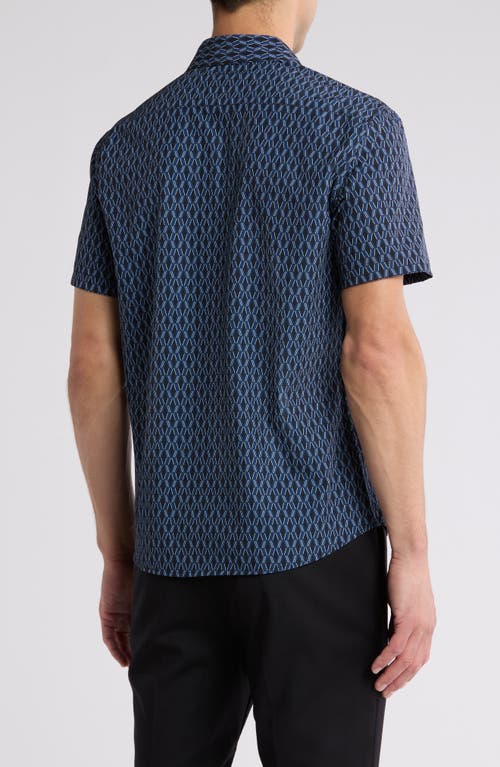 Shop Dkny Sportswear Dkny Jordan Short Sleeve Button-up Shirt In Blue/black