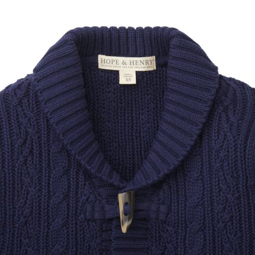 Hope & Henry Boys' Shawl Collar Cardigan, Kids In Navy With Toggles