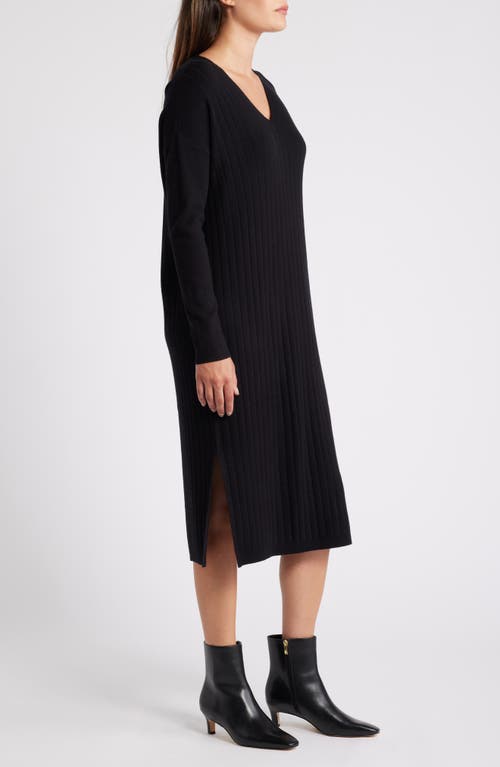 Shop Caslonr Caslon(r) Long Sleeve Rib Sweater Dress In Black