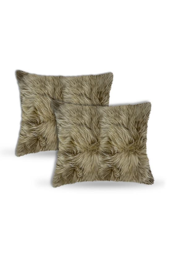 Natural New Zealand Genuine Sheepskin Pillow In Taupe