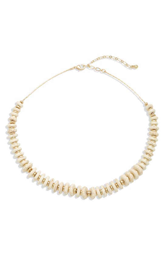 Shop Nordstrom Beaded Disc Stone Necklace In Ivory- Gold