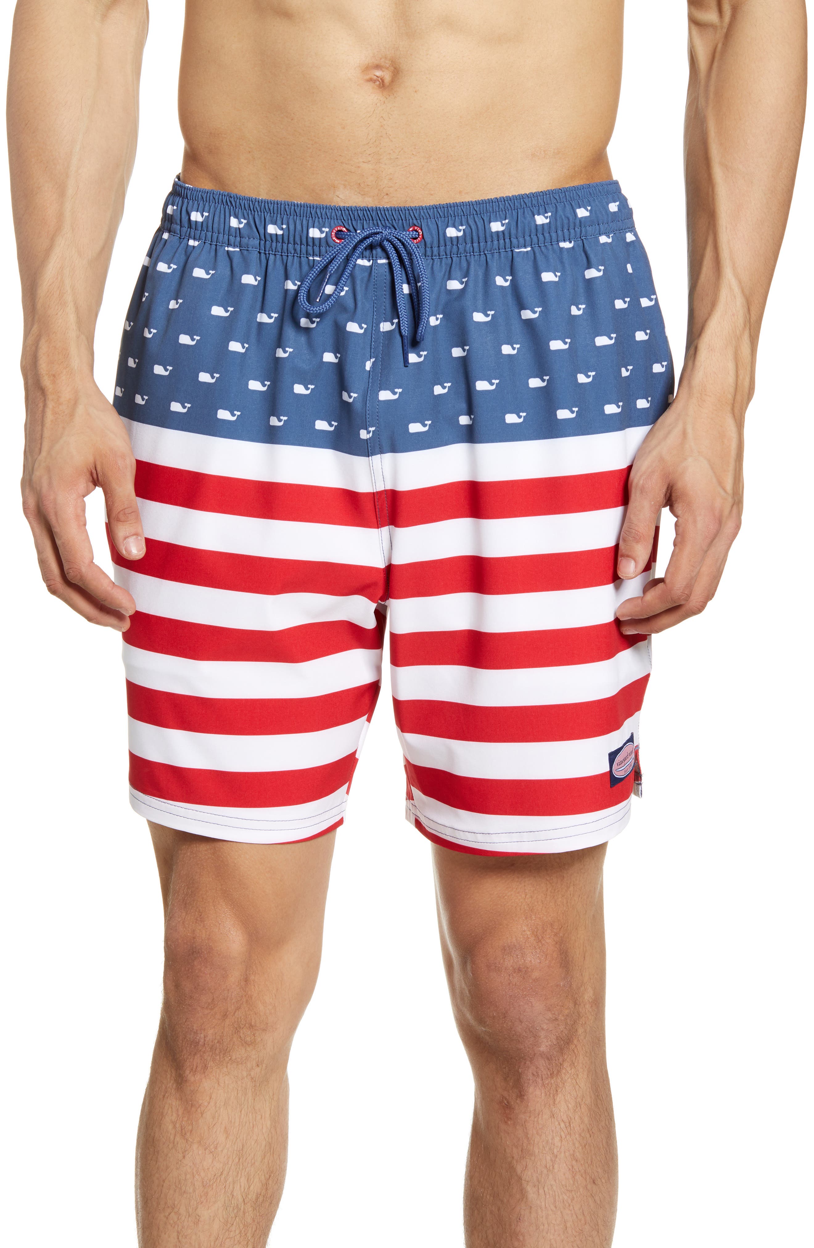 Vineyard Vines Usa Chappy Swim Trunks, Red