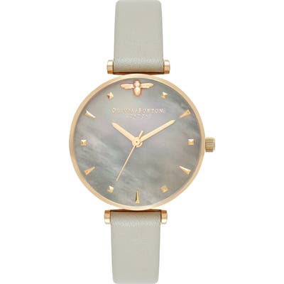 Olivia Burton Queen Bee Leather Strap Watch, 30Mm