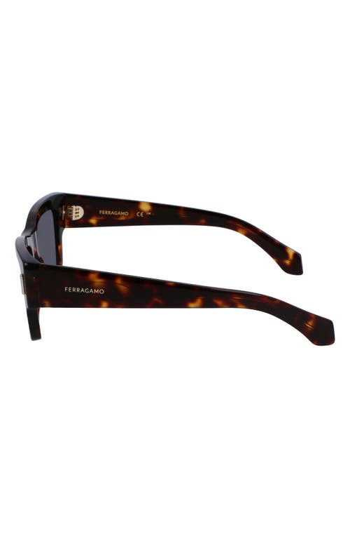 Shop Ferragamo Rivets 53mm Rectangular Sunglasses In Dark Tortoise