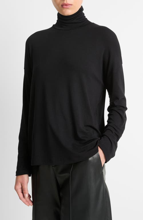 Shop Vince Relaxed Jersey Turtleneck In Black