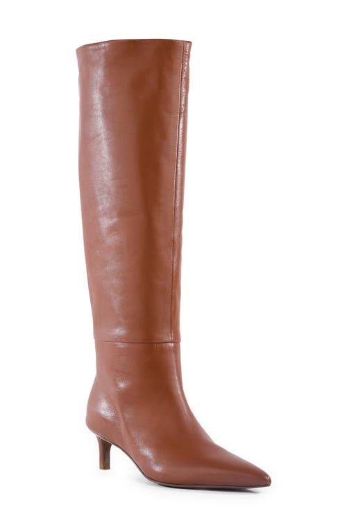 Seychelles Rose Pointed Toe Over the Knee Kitten Heel Boot in Tan Leather 