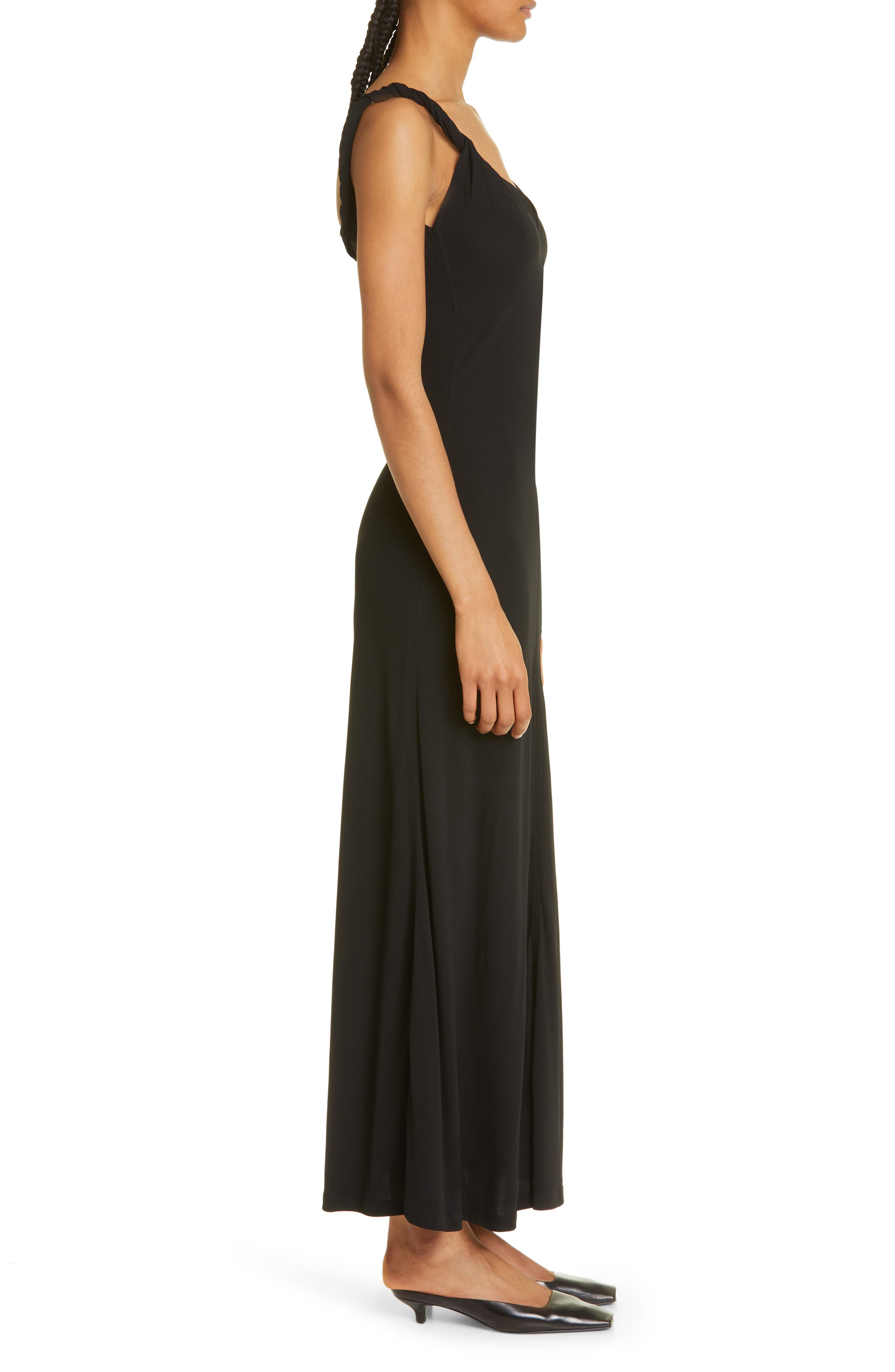 toteme twisted jersey dress TOTEME Twisted Midi Dress | Black