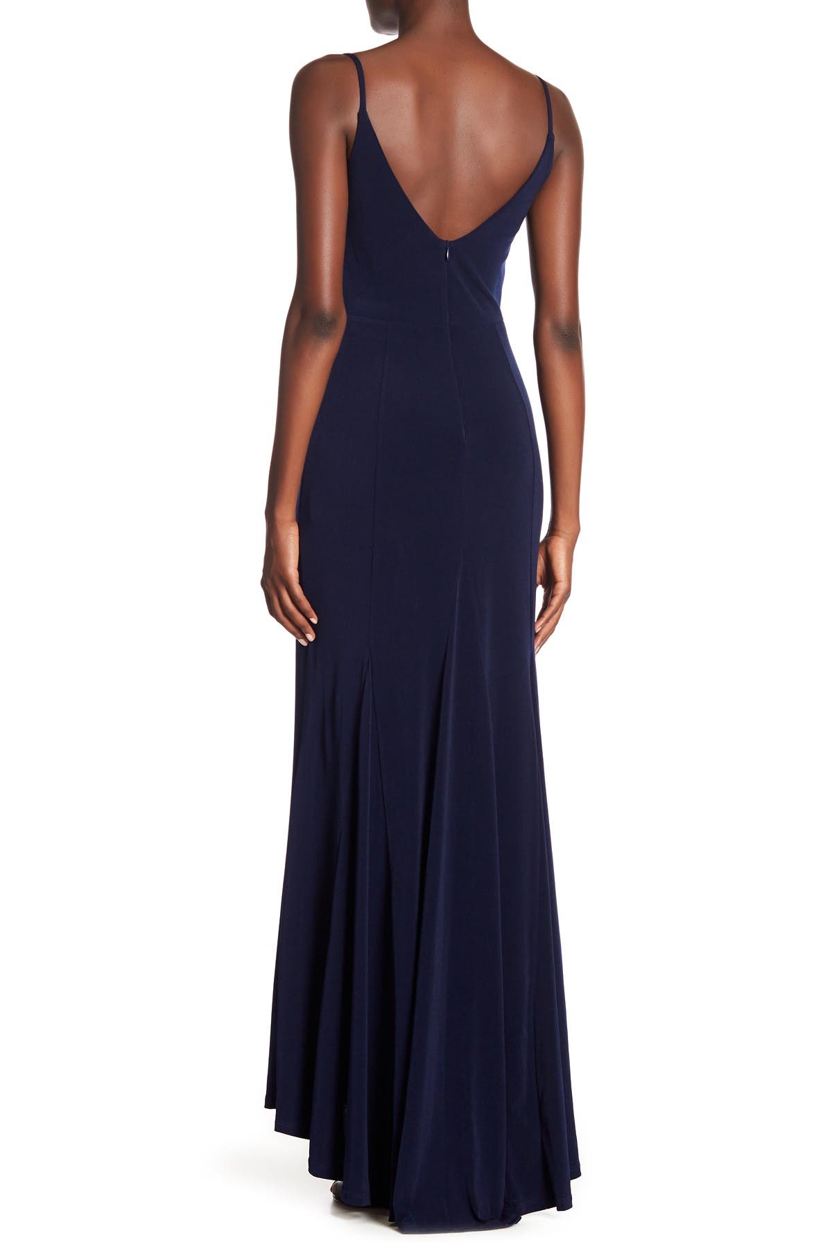 Jump Plunge V-neck Jersey Gown In Navy