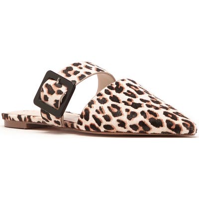 Sole Society Tanitha Pointed Toe Genuine Calf Hair Mule- Beige