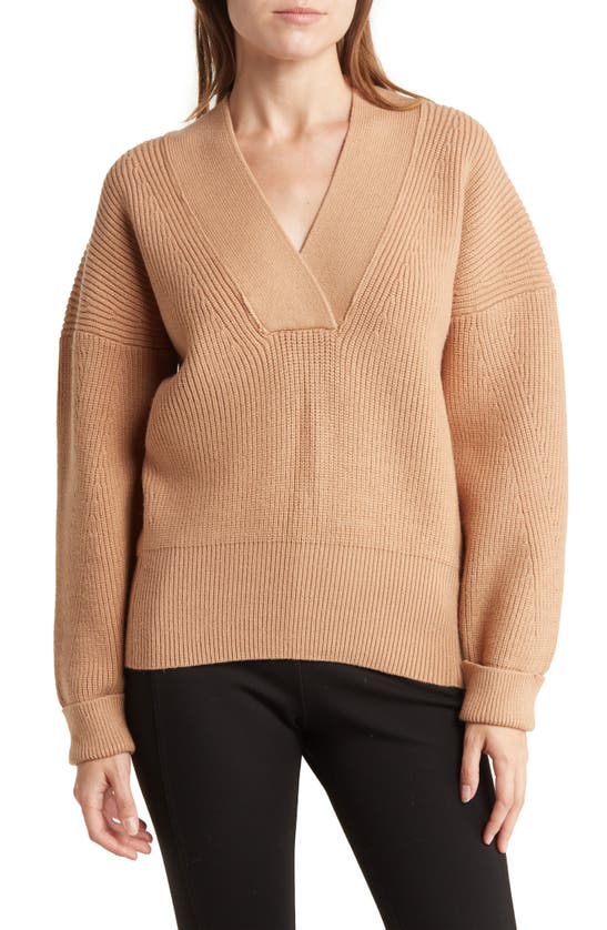 Love Token Francis V-neck Sweater In Camel