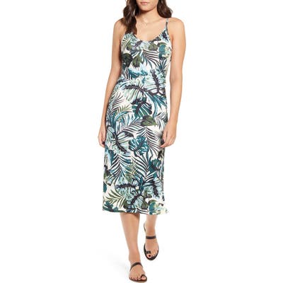 Angie Palm Print Tank Midi Dress, White