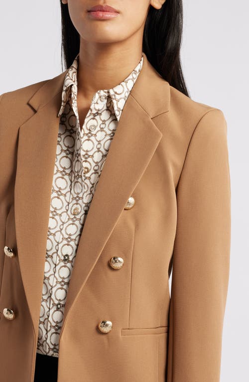 Shop Anne Klein Anne Stretch Faux Double Breasted Blazer In Vicuna