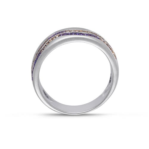 Luvmyjewelry Lifes A Beach Blue Sapphire & Topaz Silver Band Men Ring In Silver