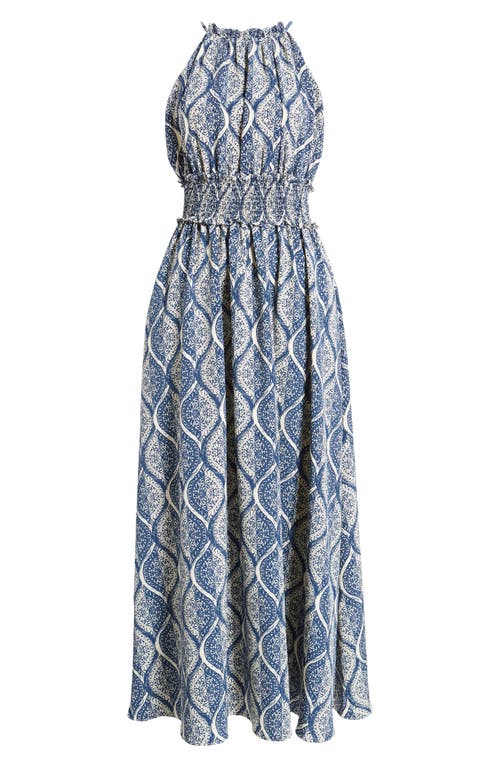 Shop Chelsea28 Print Maxi Sundress In Blue- Ivory