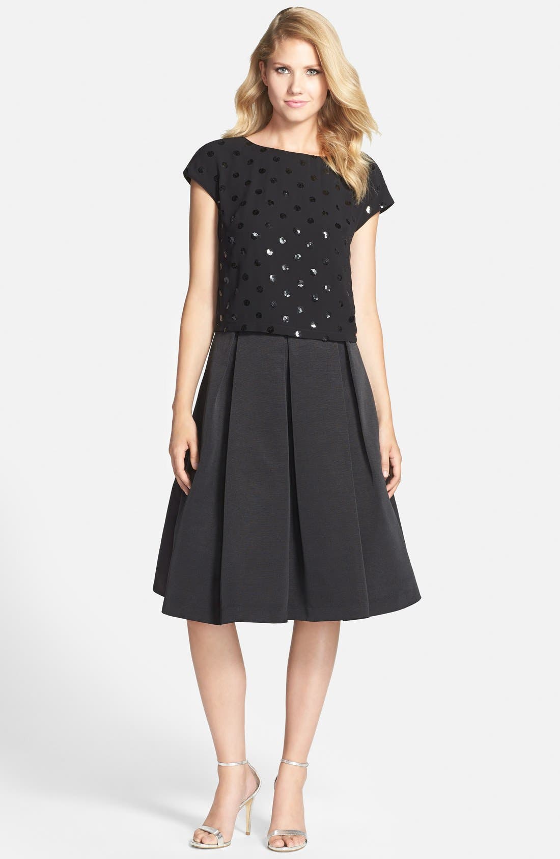 Eliza J Sequin Polka Dot Popover Top | Nordstrom