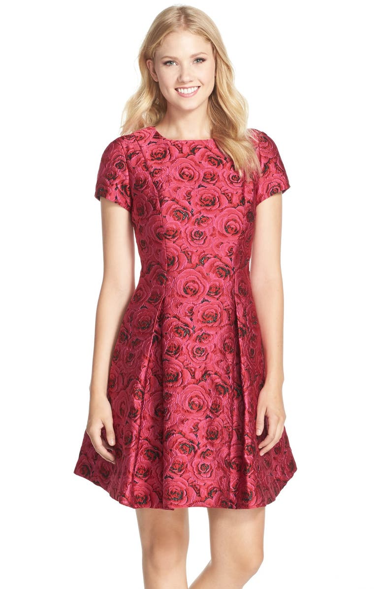 Taylor Dresses Floral Jacquard Fit & Flare Dress | Nordstrom