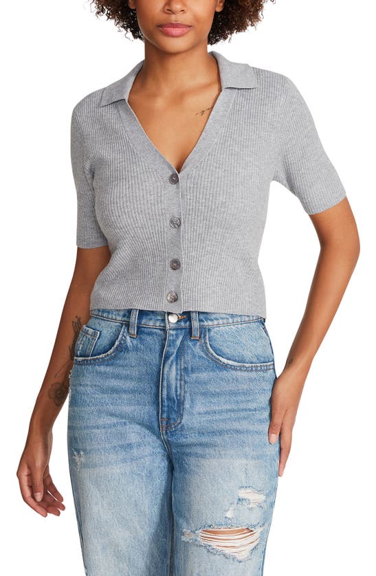 Steve Madden Solid Rib Top In Heather Grey