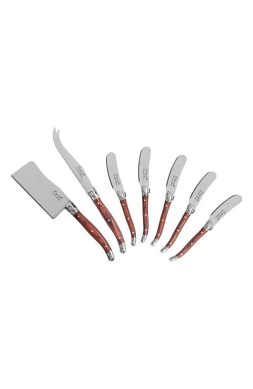 French Home Laguiole 7-piece Cheese Flatware Set In Pakkawood/brown