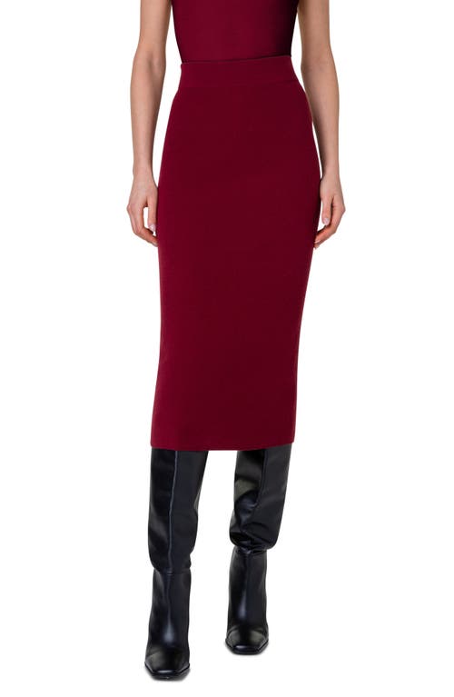 Rib Cashwool Midi Sweater Skirt in 069 Garnet