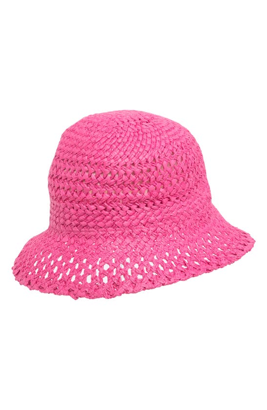 Vince Camuto Open Weave Straw Bucket Hat In Pink